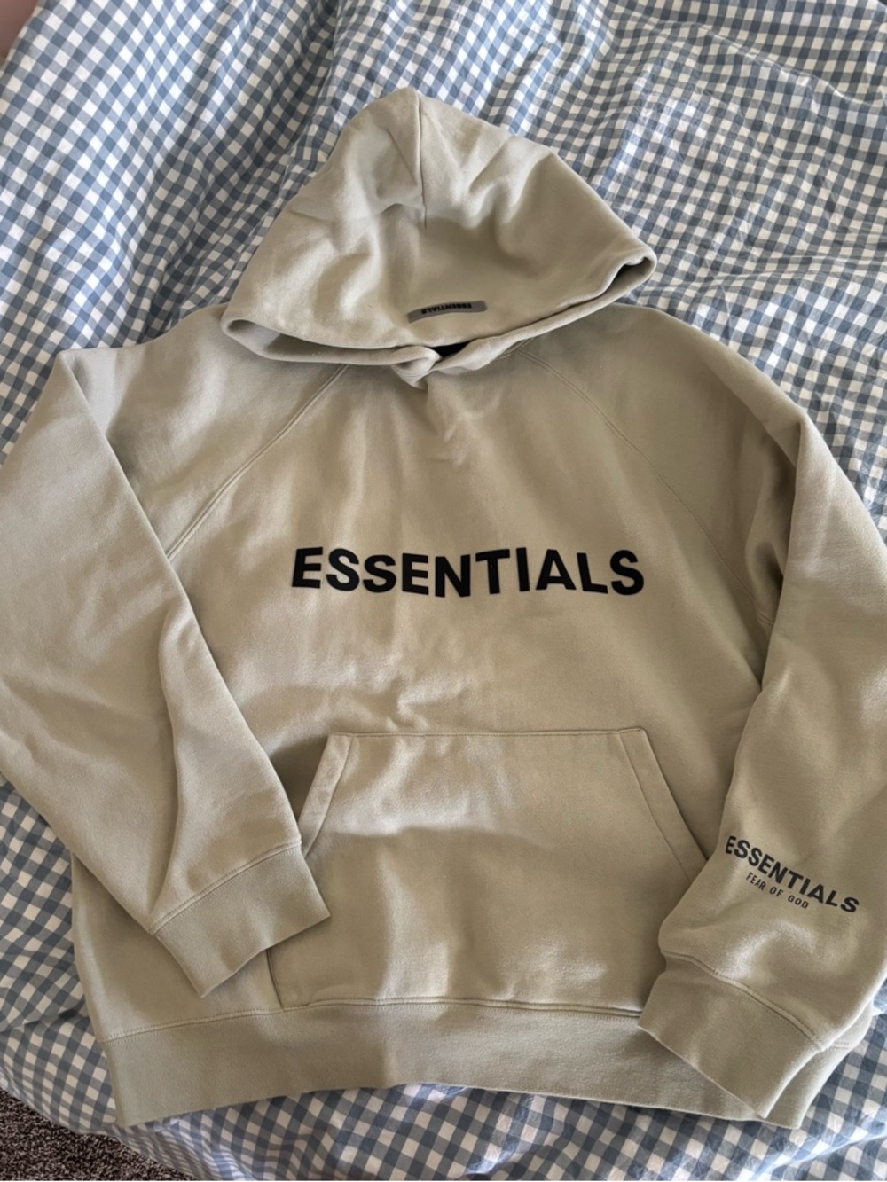 Essentials Men’s Sandstone Logo Hoodie in Black Lettering